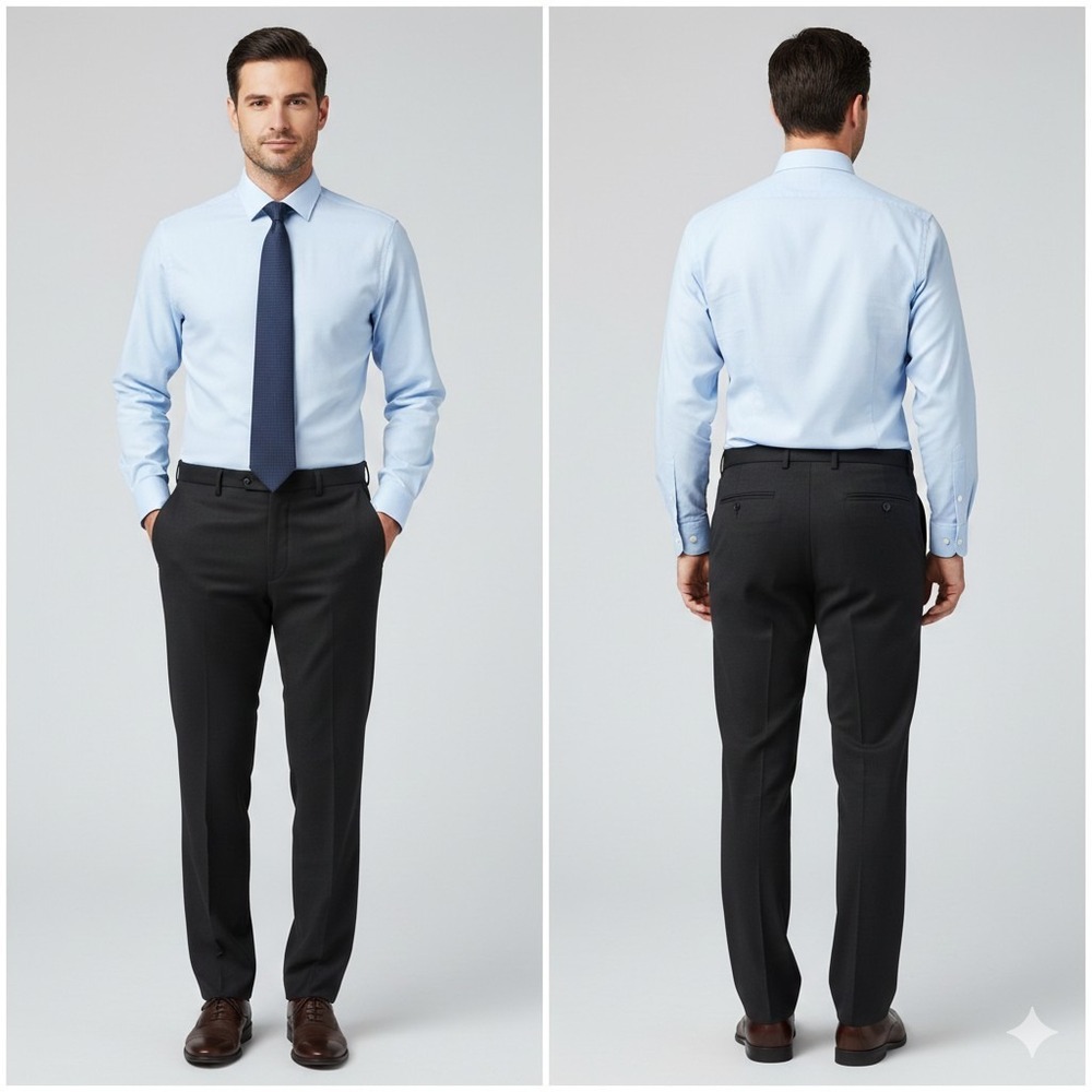 HAGGAR Eclo Stria Dress Pants 32x32 Black Classic Fit Flat Front Recycled